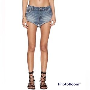 Preloved Free People Irreplaceable Distressed Denim Micro Mini Folded Cuff 90s